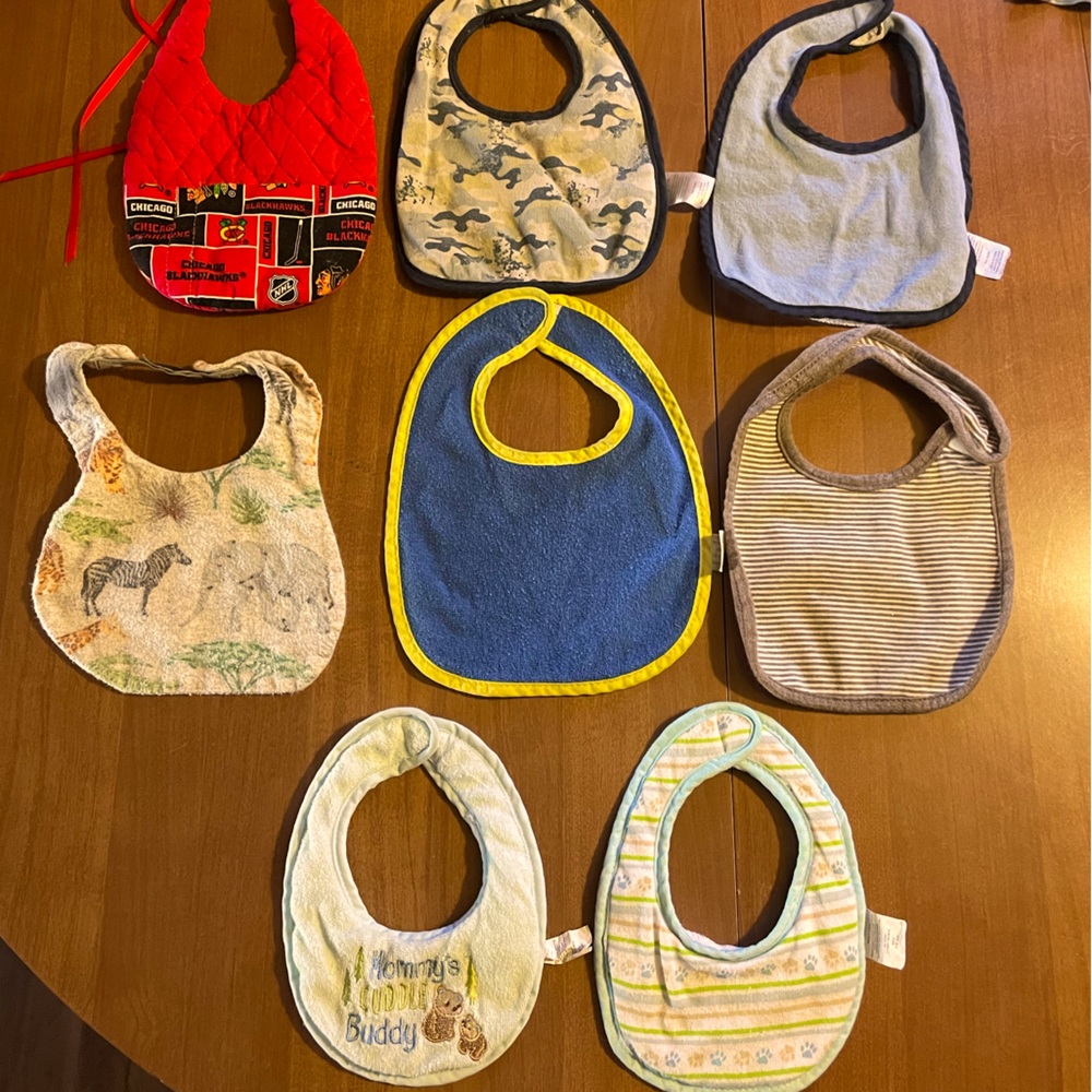 Bundle of 8 cloth baby bibs 0-6 mo